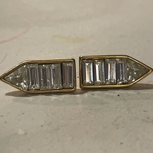 Monet Art Deco Style Gold Tone Baguette Earrings